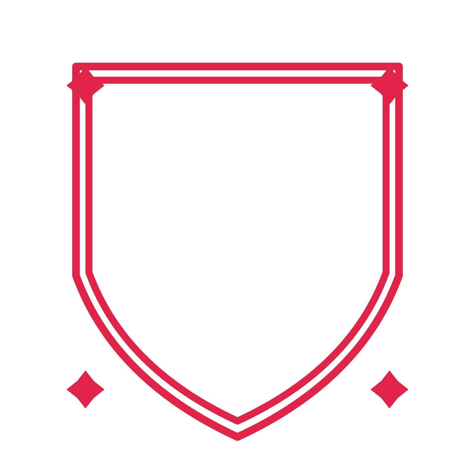 An open shield frame with diamond ornaments and a double border. The middle stays transparent for your text or photograph.