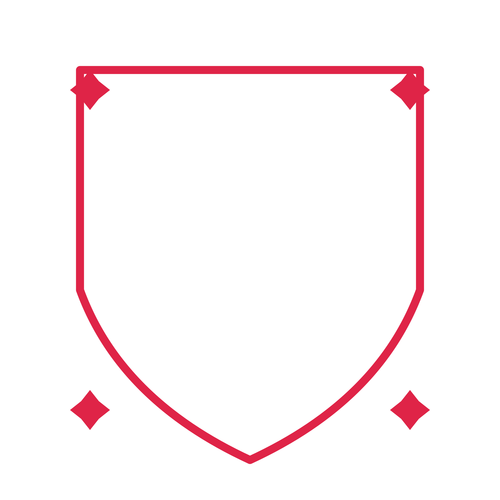 An open shield frame with diamond ornaments and a single border. The middle stays transparent for your text or photograph.