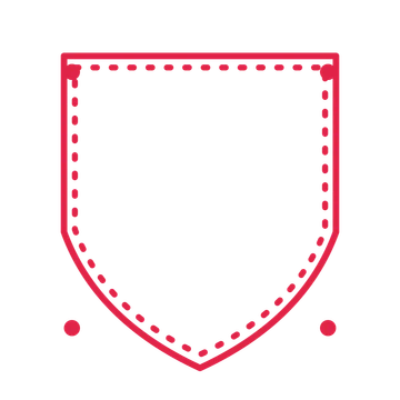 An open shield frame with dot ornaments and a dotted border. The middle stays transparent for your text or photograph.