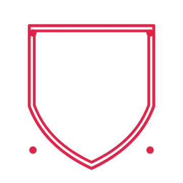 An open shield frame with dot ornaments and a double border. The middle stays transparent for your text or photograph.