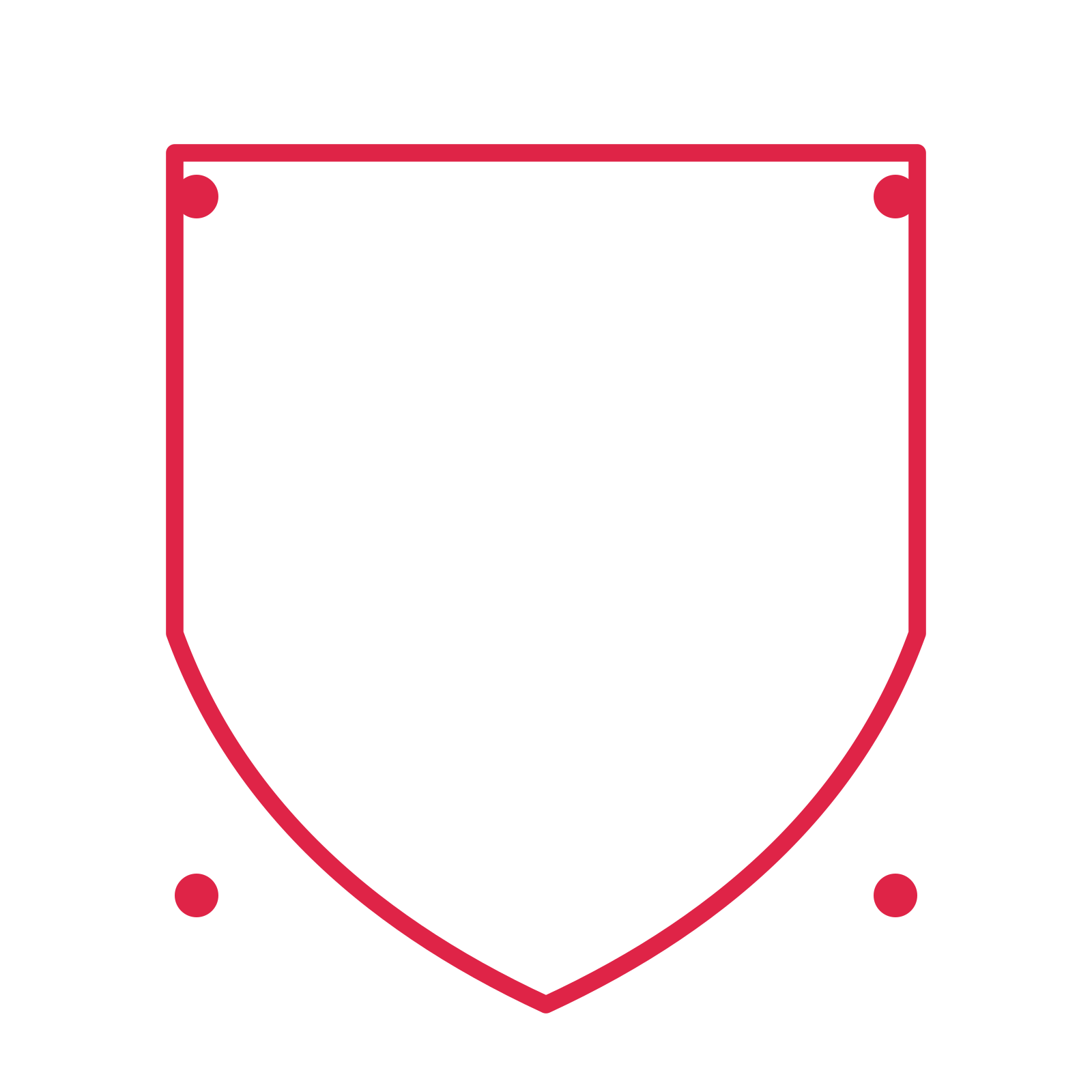 An open shield frame with dot ornaments and a single border. The middle stays transparent for your text or photograph.