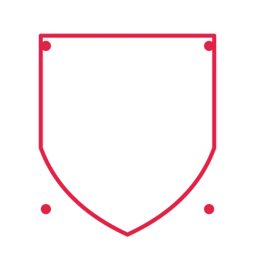 An open shield frame with dot ornaments and a single border. The middle stays transparent for your text or photograph.