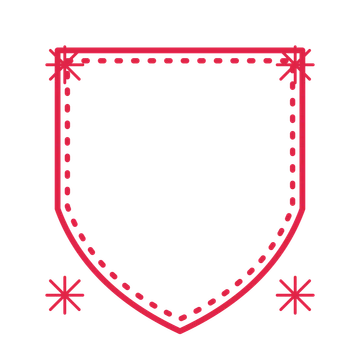 An open shield frame with fan ornaments and a dotted border. The middle stays transparent for your text or photograph.
