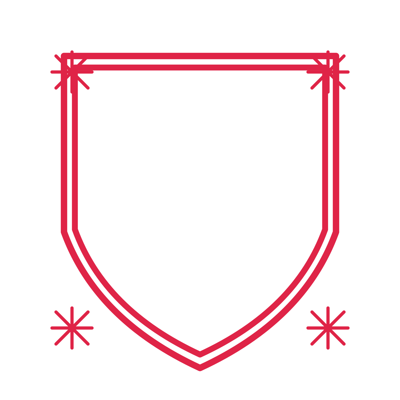 An open shield frame with fan ornaments and a double border. The middle stays transparent for your text or photograph.