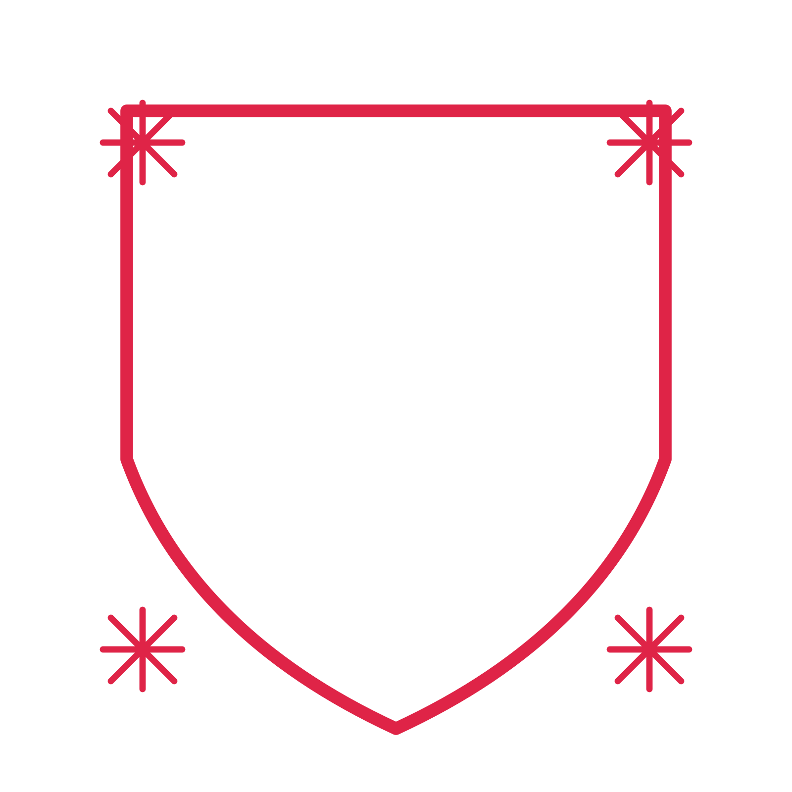 An open shield frame with fan ornaments and a single border. The middle stays transparent for your text or photograph.