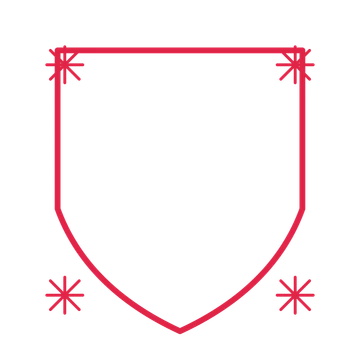 An open shield frame with fan ornaments and a single border. The middle stays transparent for your text or photograph.