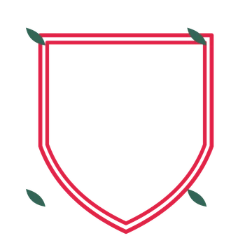An open shield frame with leaf ornaments and a double border. The middle stays transparent for your text or photograph.