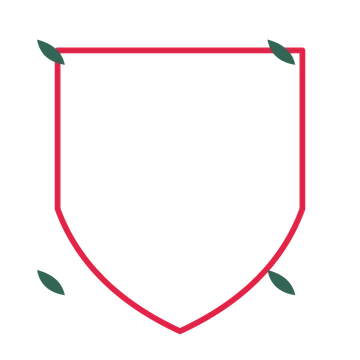 An open shield frame with leaf ornaments and a single border. The middle stays transparent for your text or photograph.