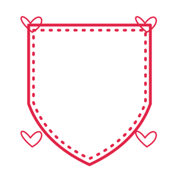 An open shield frame with loop ornaments and a dotted border. The middle stays transparent for your text or photograph.