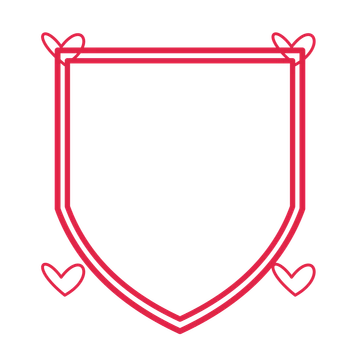 An open shield frame with loop ornaments and a double border. The middle stays transparent for your text or photograph.