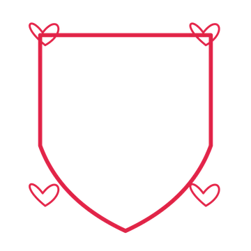 An open shield frame with loop ornaments and a single border. The middle stays transparent for your text or photograph.