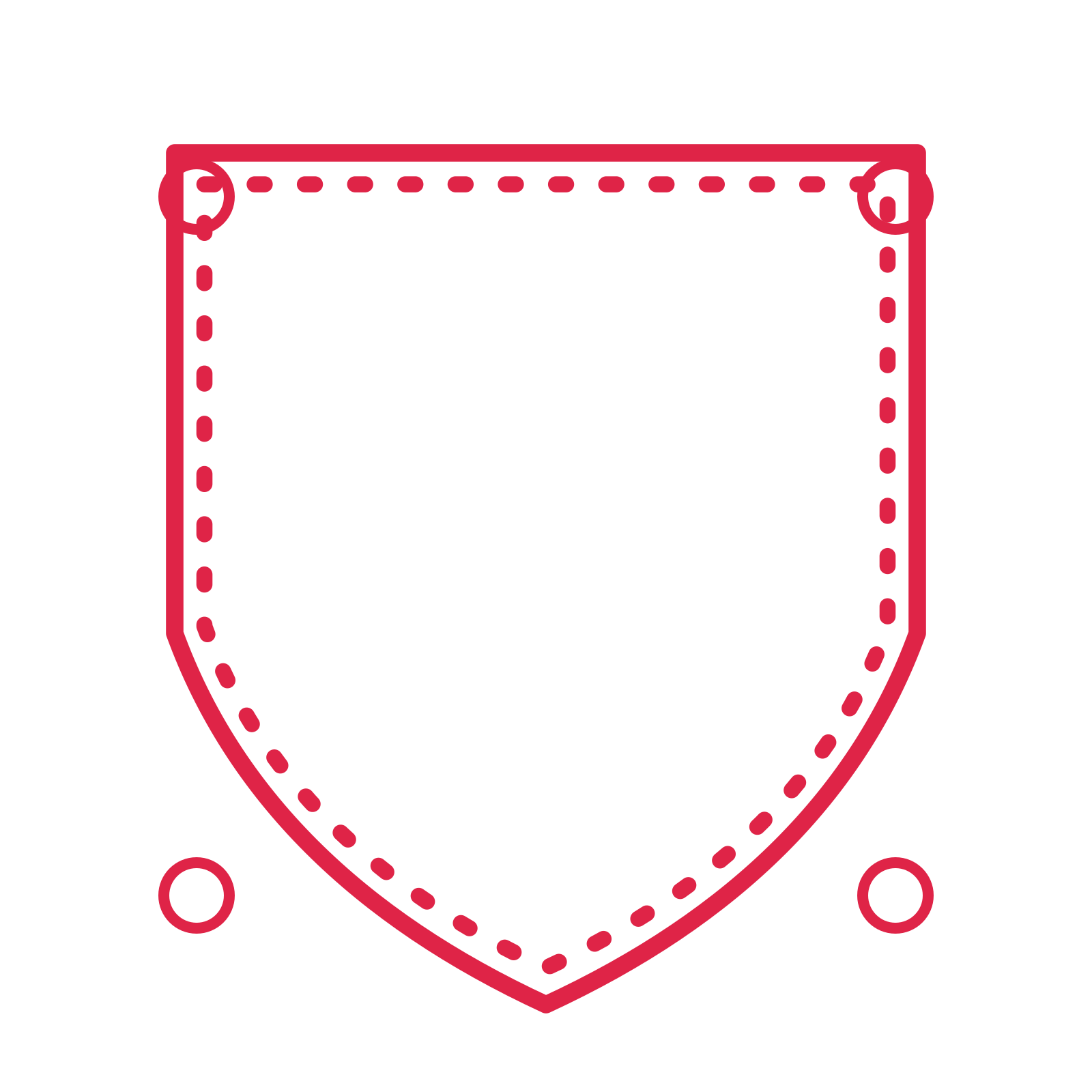 An open shield frame with ring ornaments and a dotted border. The middle stays transparent for your text or photograph.