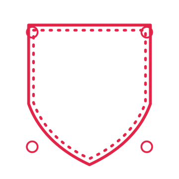 An open shield frame with ring ornaments and a dotted border. The middle stays transparent for your text or photograph.