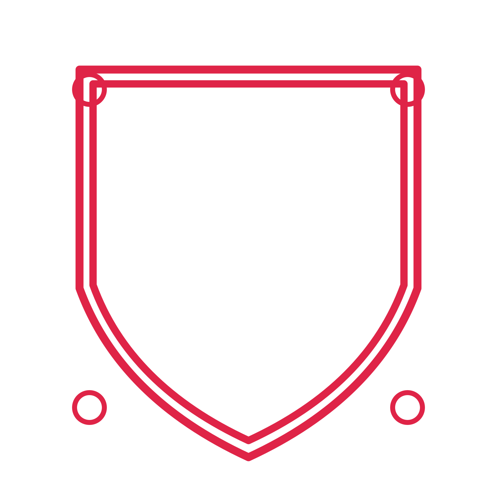 An open shield frame with ring ornaments and a double border. The middle stays transparent for your text or photograph.