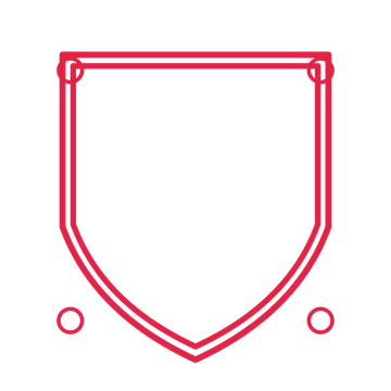 An open shield frame with ring ornaments and a double border. The middle stays transparent for your text or photograph.