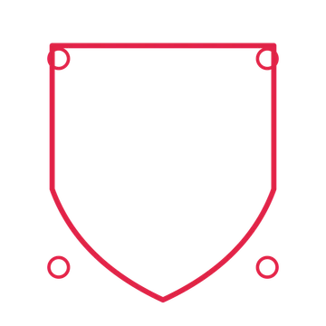 An open shield frame with ring ornaments and a single border. The middle stays transparent for your text or photograph.