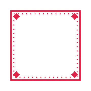 An open square frame with diamond ornaments and a dotted border. The middle stays transparent for your text or photograph.