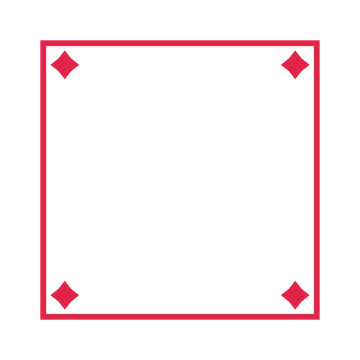 An open square frame with diamond ornaments and a single border. The middle stays transparent for your text or photograph.