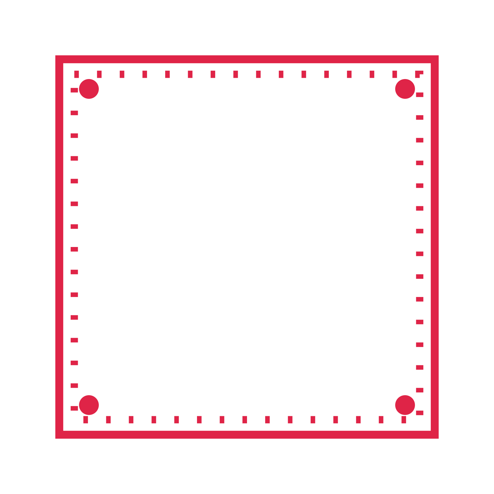 An open square frame with dot ornaments and a dotted border. The middle stays transparent for your text or photograph.
