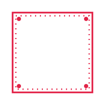 An open square frame with dot ornaments and a dotted border. The middle stays transparent for your text or photograph.