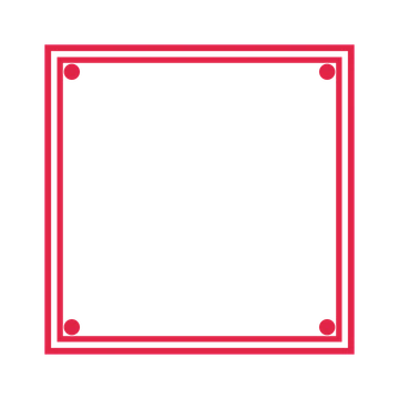 An open square frame with dot ornaments and a double border. The middle stays transparent for your text or photograph.