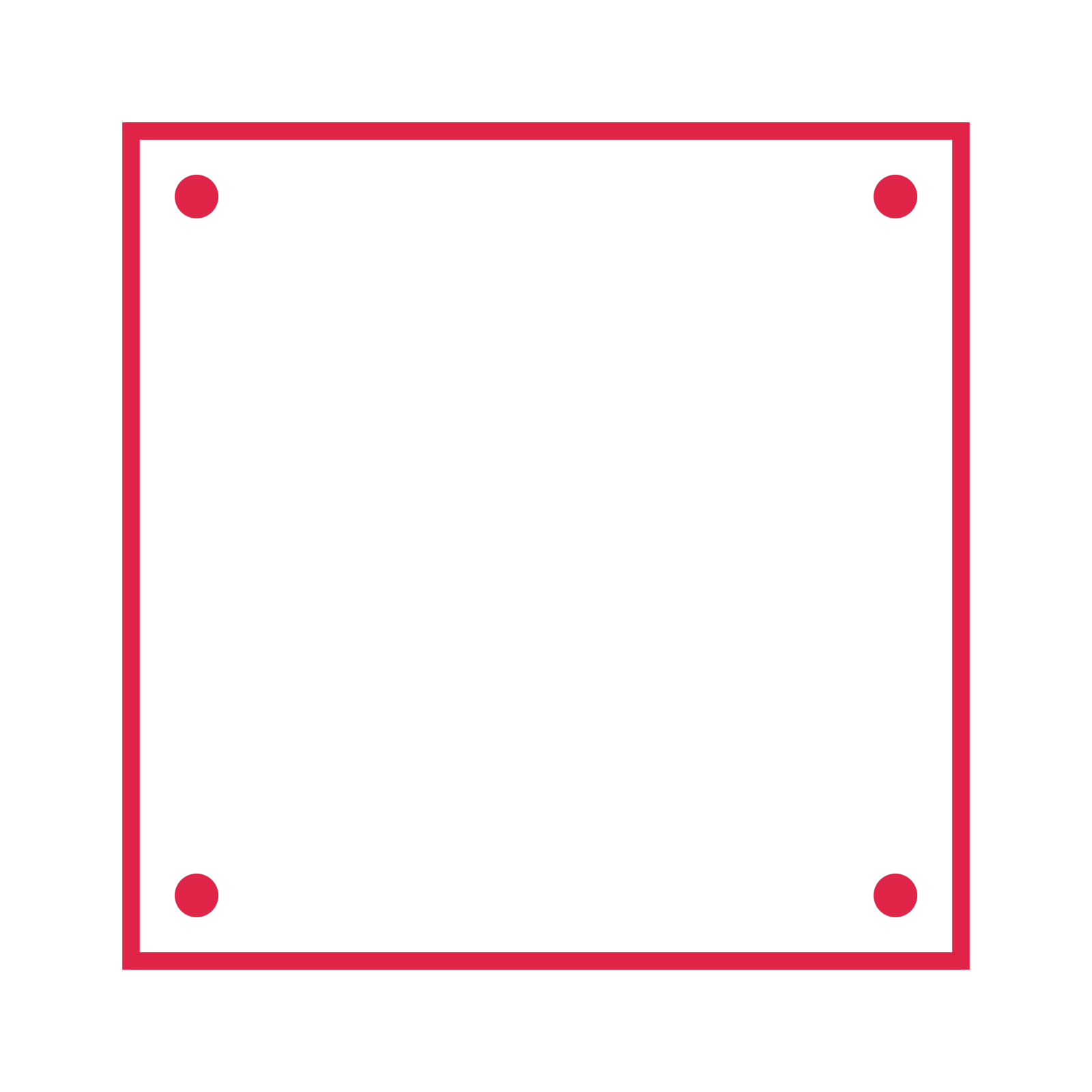 An open square frame with dot ornaments and a single border. The middle stays transparent for your text or photograph.