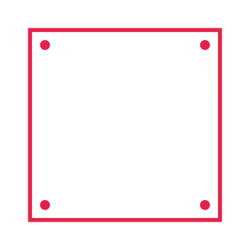 An open square frame with dot ornaments and a single border. The middle stays transparent for your text or photograph.