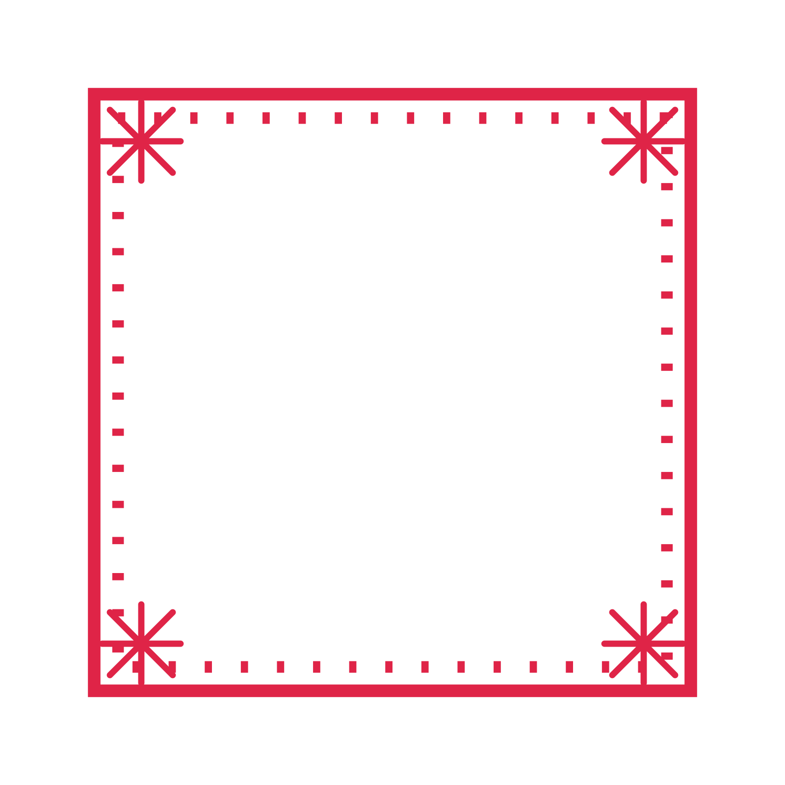 An open square frame with fan ornaments and a dotted border. The middle stays transparent for your text or photograph.