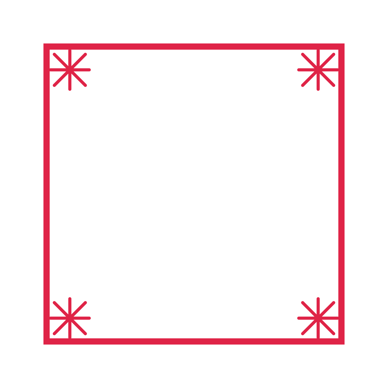 An open square frame with fan ornaments and a single border. The middle stays transparent for your text or photograph.