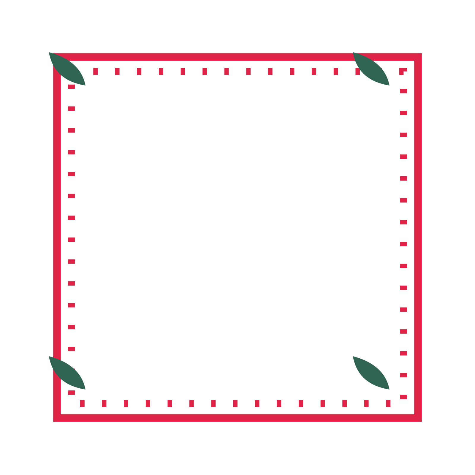 An open square frame with leaf ornaments and a dotted border. The middle stays transparent for your text or photograph.