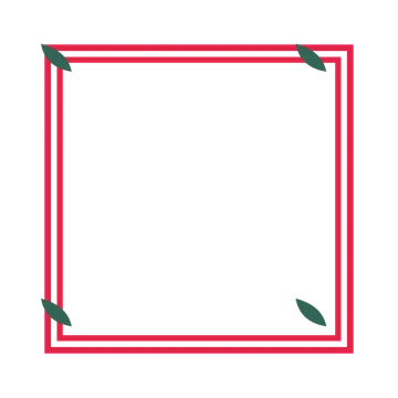 An open square frame with leaf ornaments and a double border. The middle stays transparent for your text or photograph.