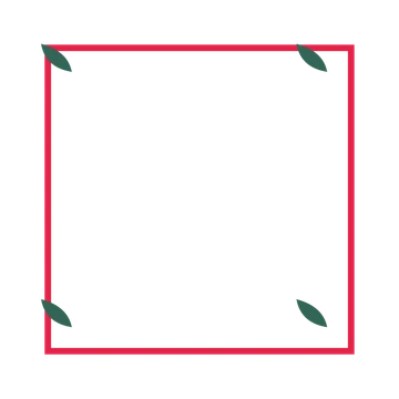 An open square frame with leaf ornaments and a single border. The middle stays transparent for your text or photograph.