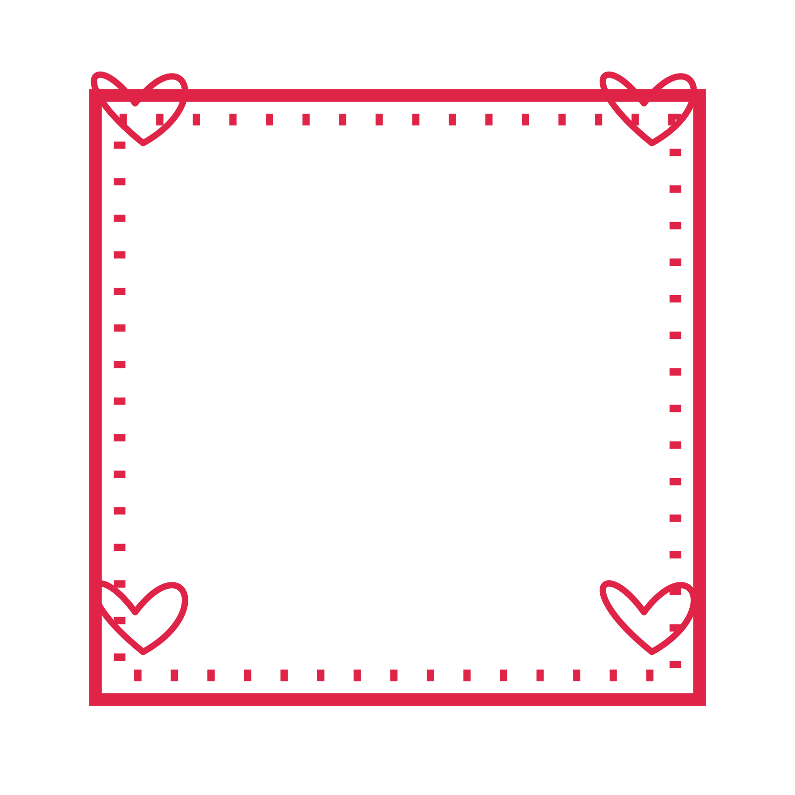 An open square frame with loop ornaments and a dotted border. The middle stays transparent for your text or photograph.
