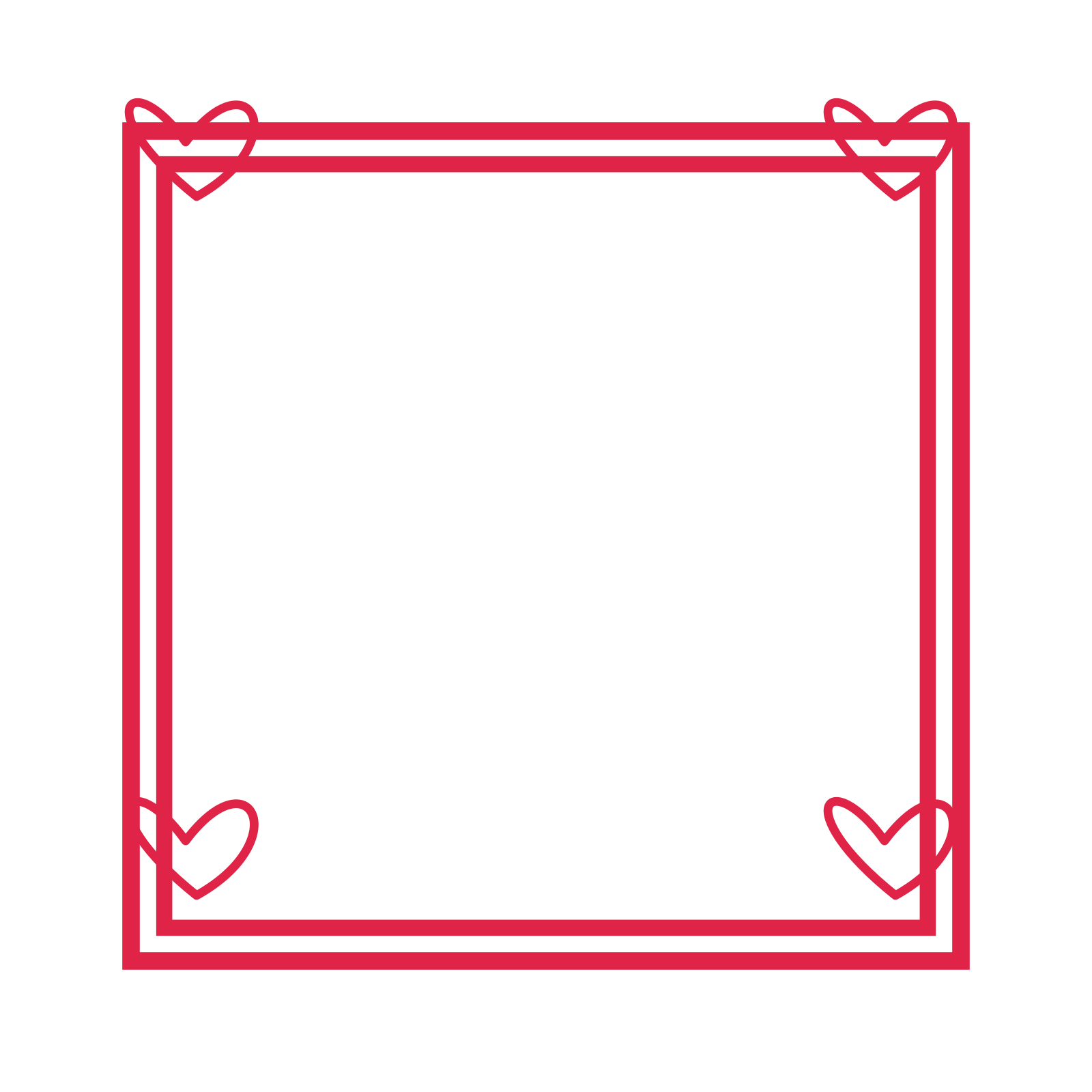 An open square frame with loop ornaments and a double border. The middle stays transparent for your text or photograph.