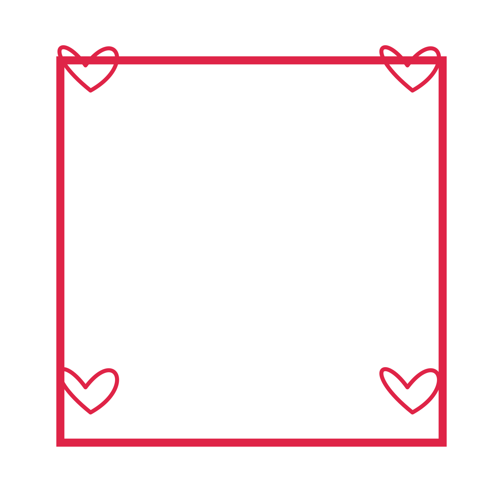 An open square frame with loop ornaments and a single border. The middle stays transparent for your text or photograph.