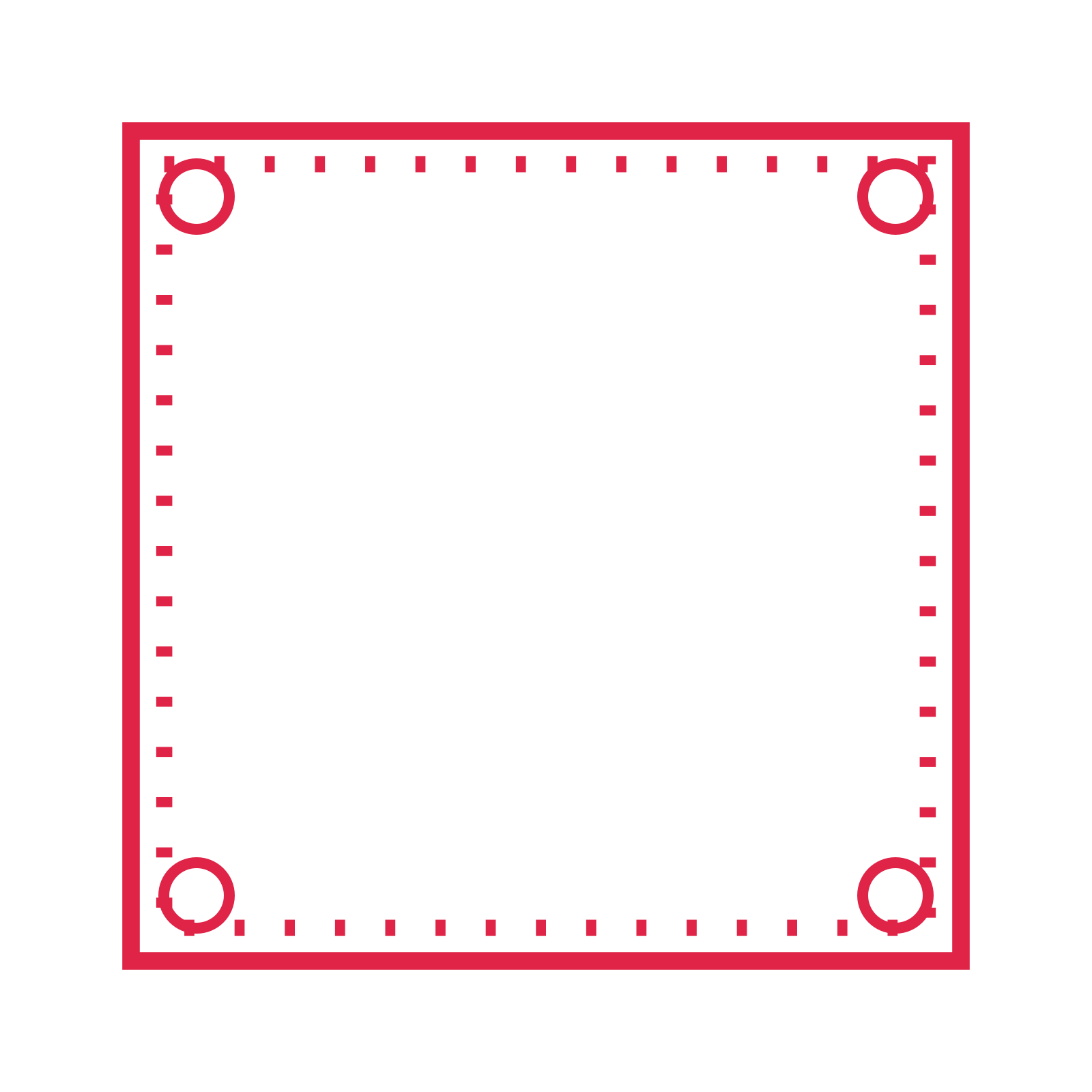 An open square frame with ring ornaments and a dotted border. The middle stays transparent for your text or photograph.