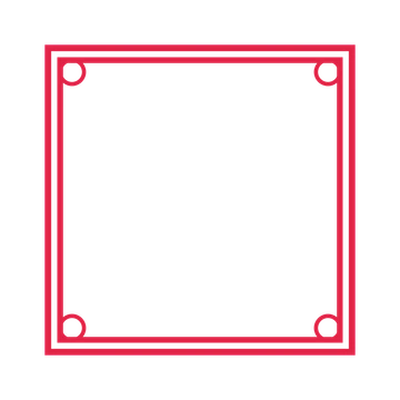 An open square frame with ring ornaments and a double border. The middle stays transparent for your text or photograph.