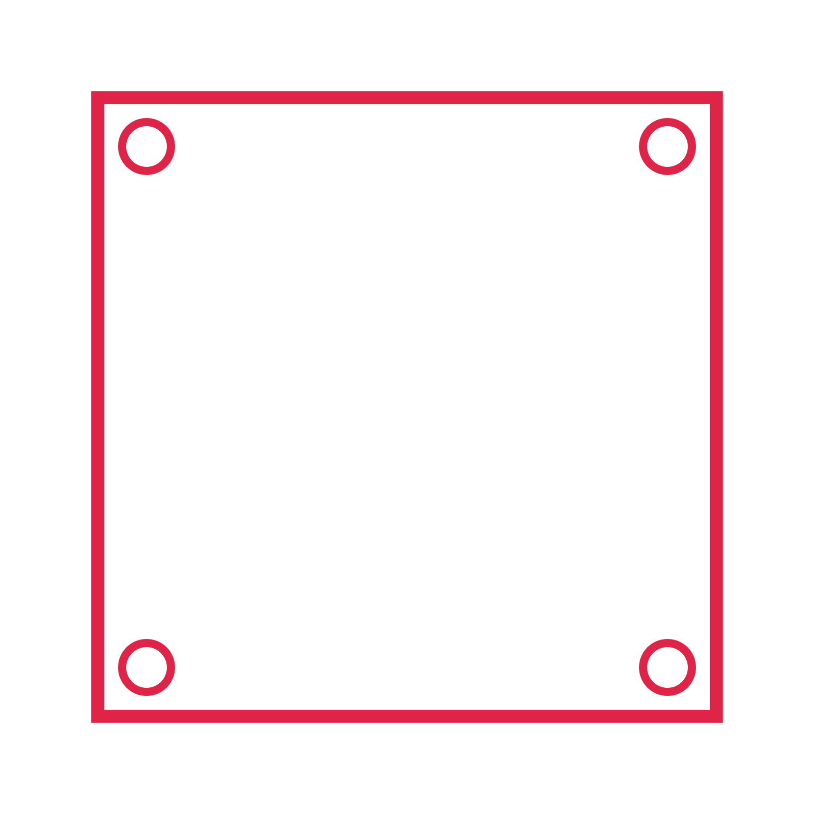 An open square frame with ring ornaments and a single border. The middle stays transparent for your text or photograph.