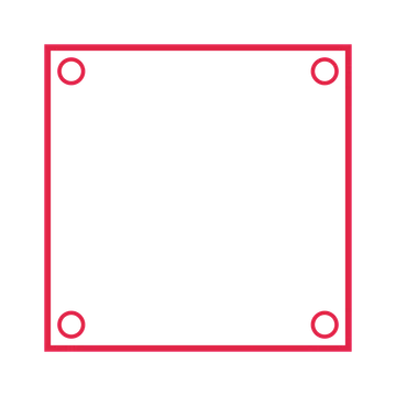 An open square frame with ring ornaments and a single border. The middle stays transparent for your text or photograph.