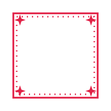 An open square frame with sparkle ornaments and a dotted border. The middle stays transparent for your text or photograph.