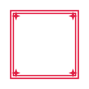 An open square frame with sparkle ornaments and a double border. The middle stays transparent for your text or photograph.