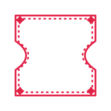 An open ticket frame with diamond ornaments and a dotted border. The middle stays transparent for your text or photograph.