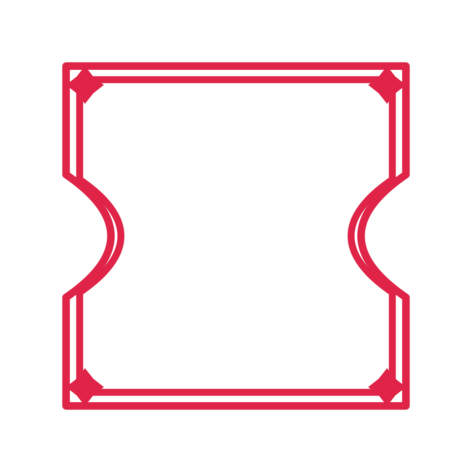 An open ticket frame with diamond ornaments and a double border. The middle stays transparent for your text or photograph.