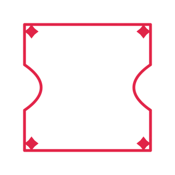 An open ticket frame with diamond ornaments and a single border. The middle stays transparent for your text or photograph.