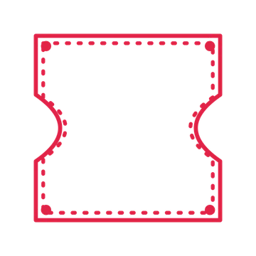 An open ticket frame with dot ornaments and a dotted border. The middle stays transparent for your text or photograph.