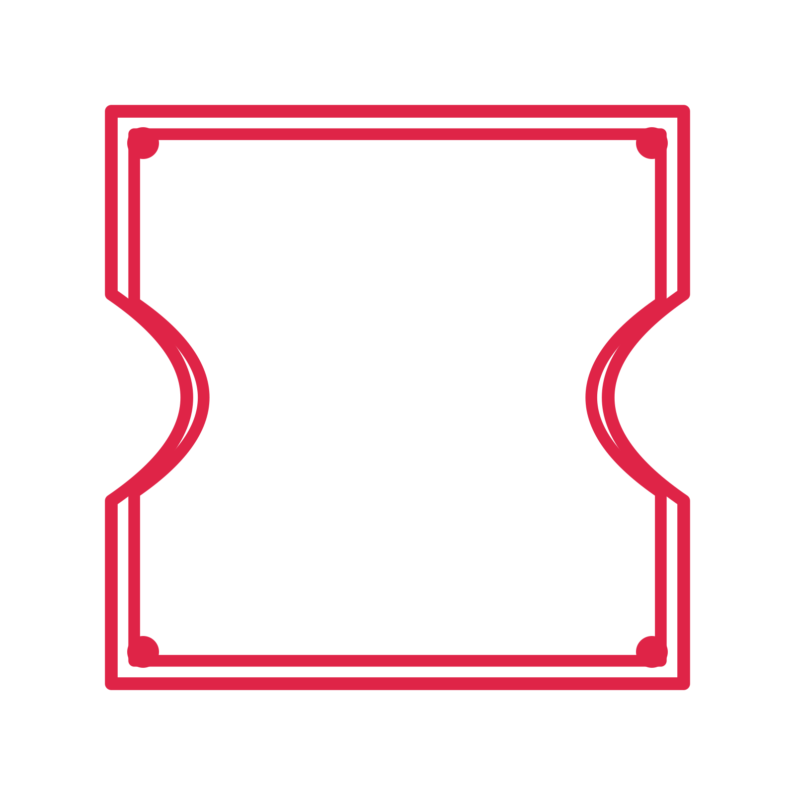 An open ticket frame with dot ornaments and a double border. The middle stays transparent for your text or photograph.