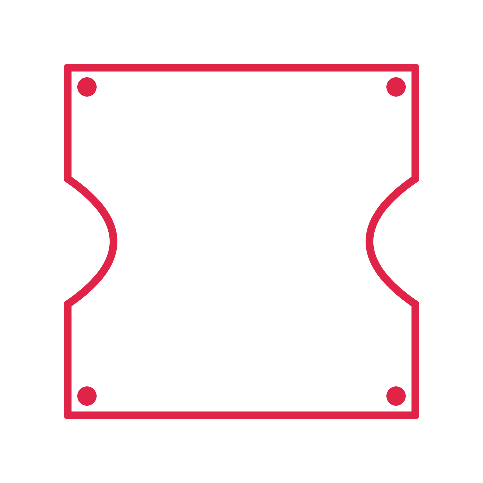 An open ticket frame with dot ornaments and a single border. The middle stays transparent for your text or photograph.