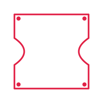 An open ticket frame with dot ornaments and a single border. The middle stays transparent for your text or photograph.