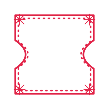 An open ticket frame with fan ornaments and a dotted border. The middle stays transparent for your text or photograph.