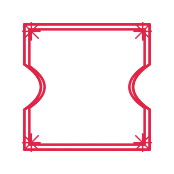 An open ticket frame with fan ornaments and a double border. The middle stays transparent for your text or photograph.